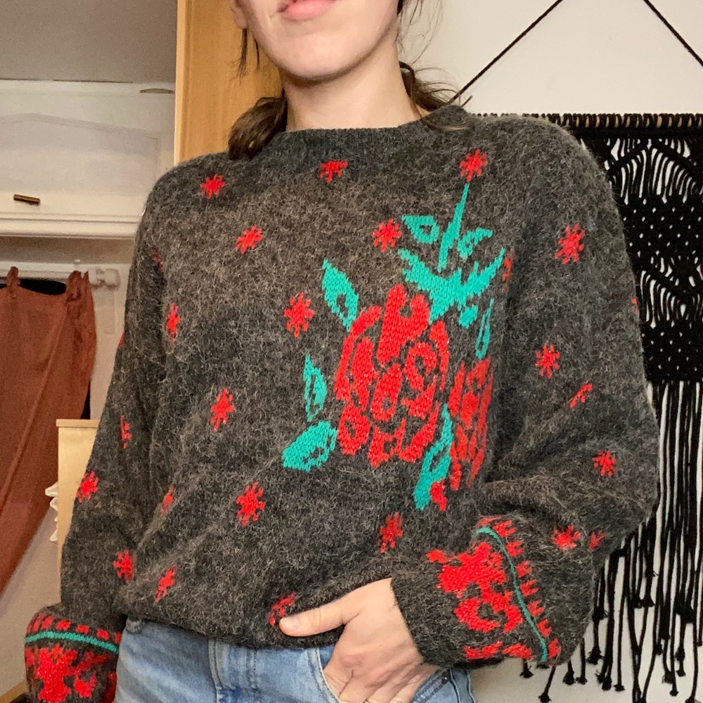 Vintage Bramble Lane Rose Sweater